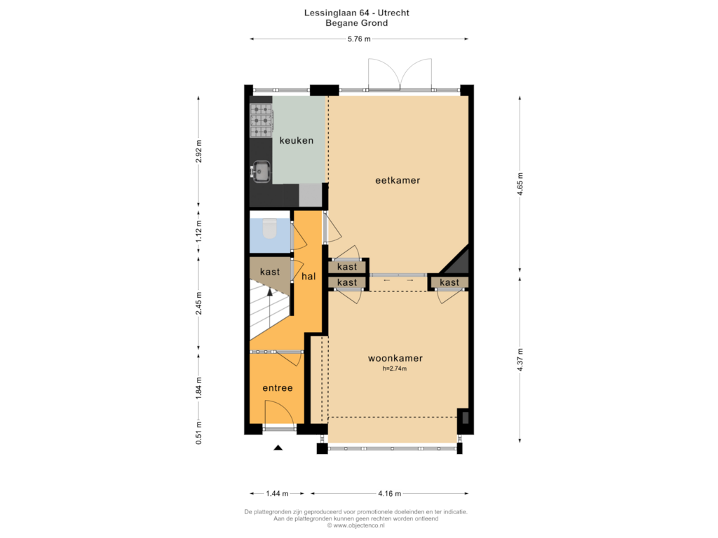 View floorplan of BEGANE GROND of Lessinglaan 64