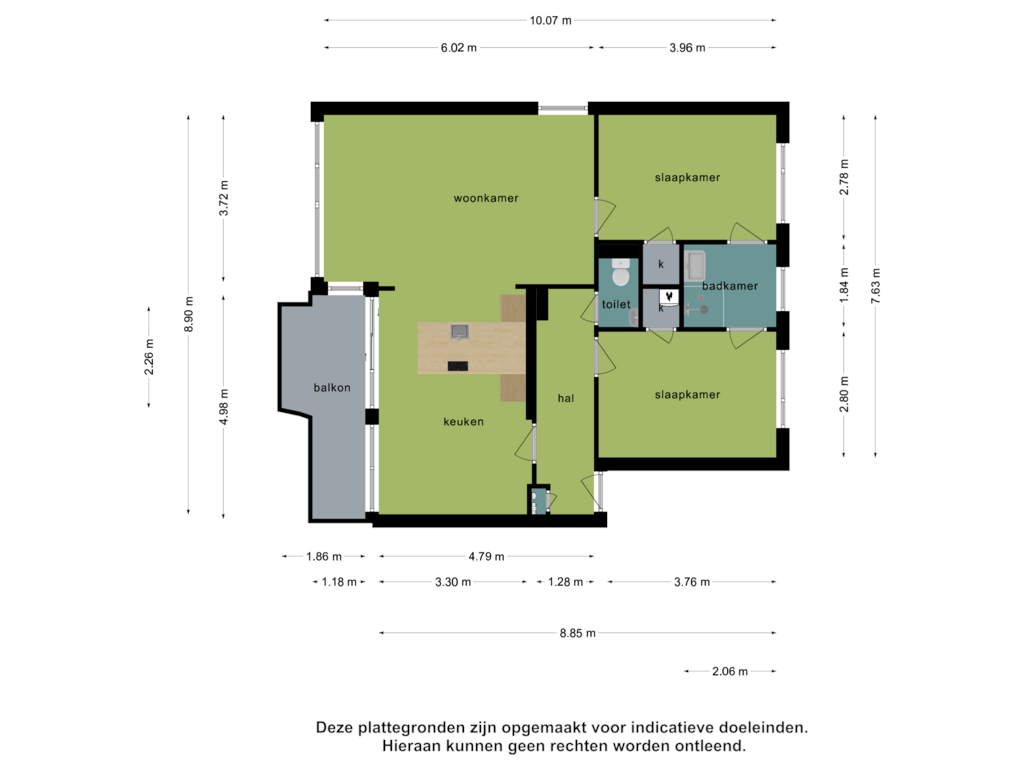 Bekijk plattegrond van Appartement van Debussystraat 7-3