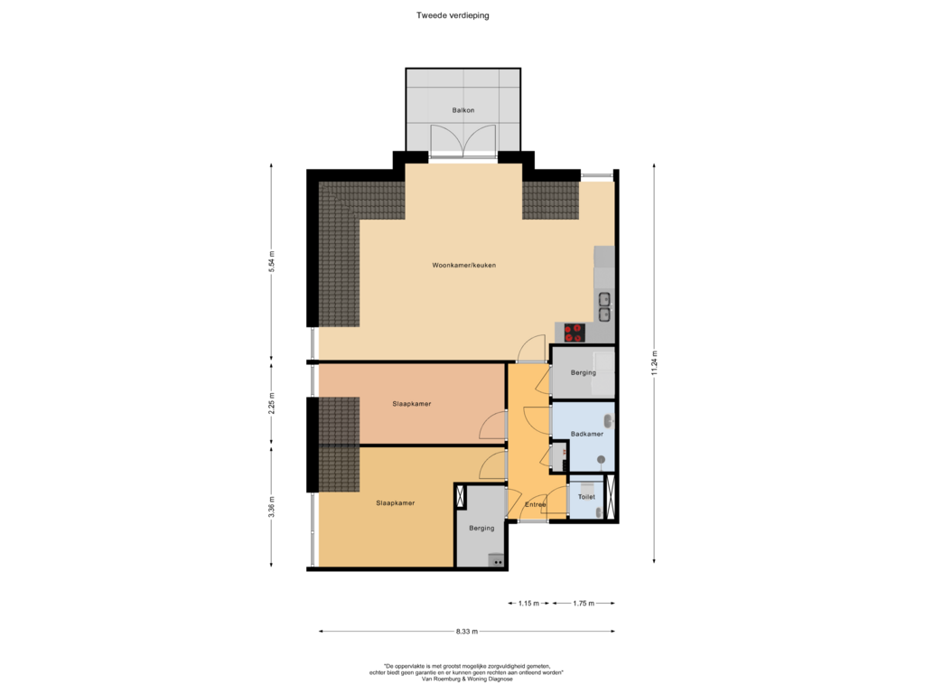 View floorplan of Tweede verdieping of Brugweg (Bouwnr. 15)