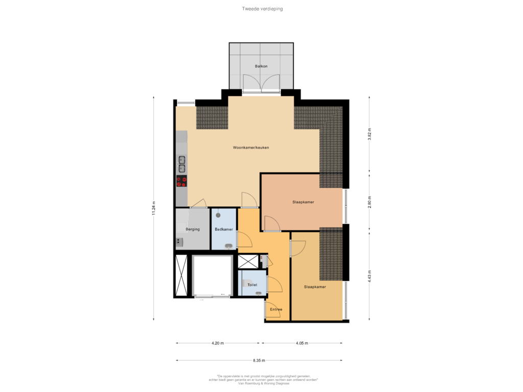 Bekijk plattegrond van Tweede verdieping van Brugweg (Bouwnr. 16)