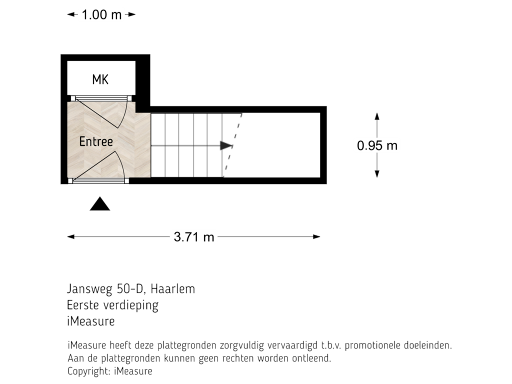 Bekijk plattegrond van 1e verdieping van Jansweg 50-D