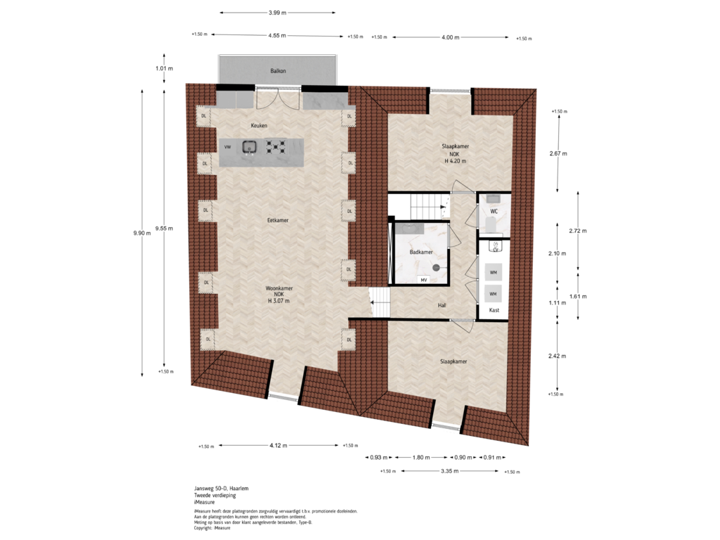 Bekijk plattegrond van 2e verdieping van Jansweg 50-D