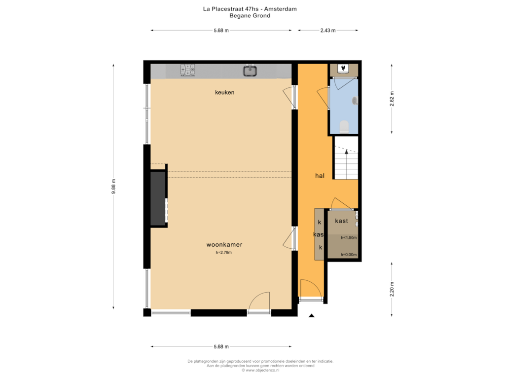 Bekijk plattegrond van BEGANE GROND van Laplacestraat 47-H