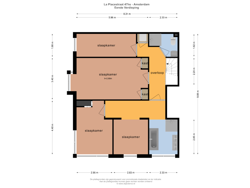 Bekijk plattegrond van EERSTE VERDIEPING van Laplacestraat 47-H