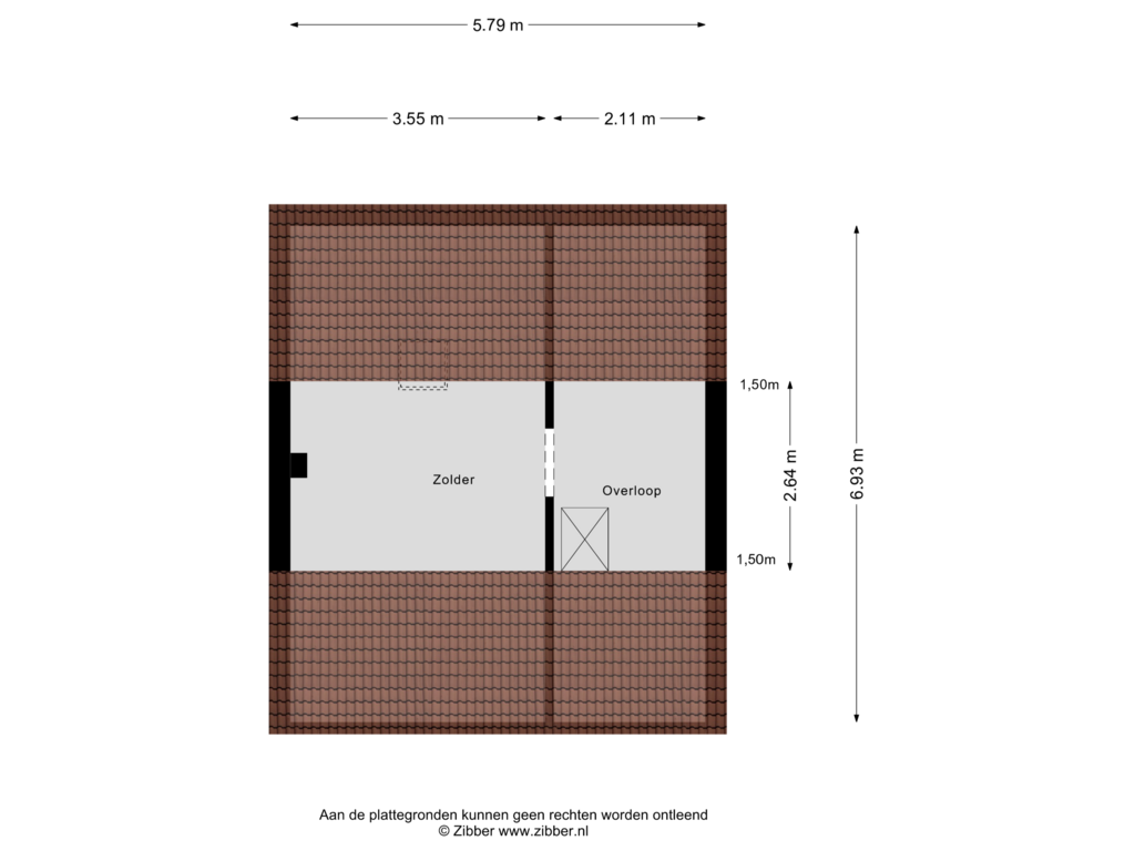 View floorplan of Zolder of van Brakelstraat 19