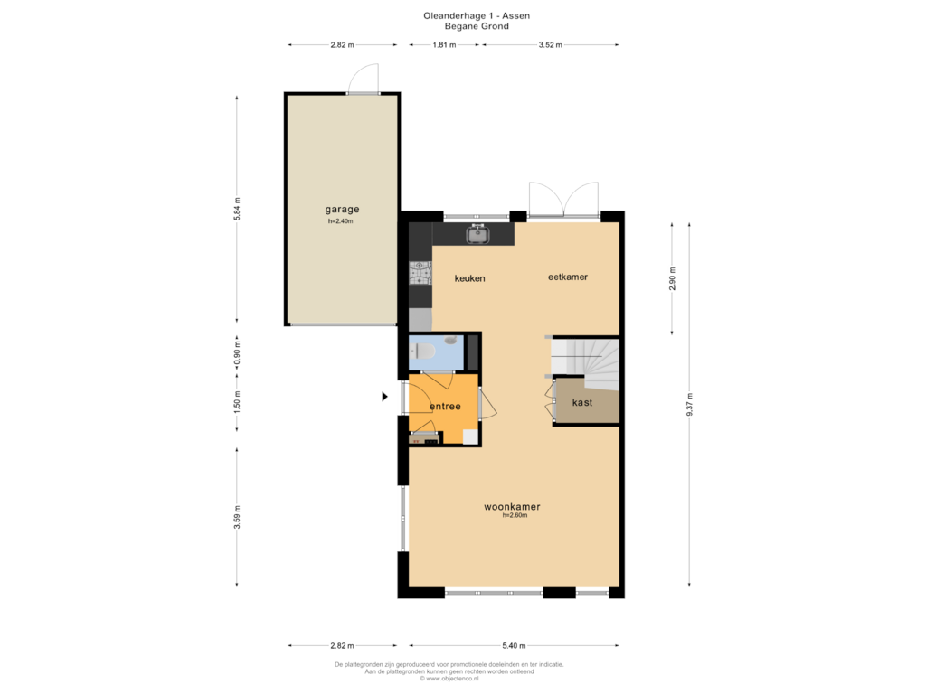 Bekijk plattegrond van BEGANE GROND van Oleanderhage 1