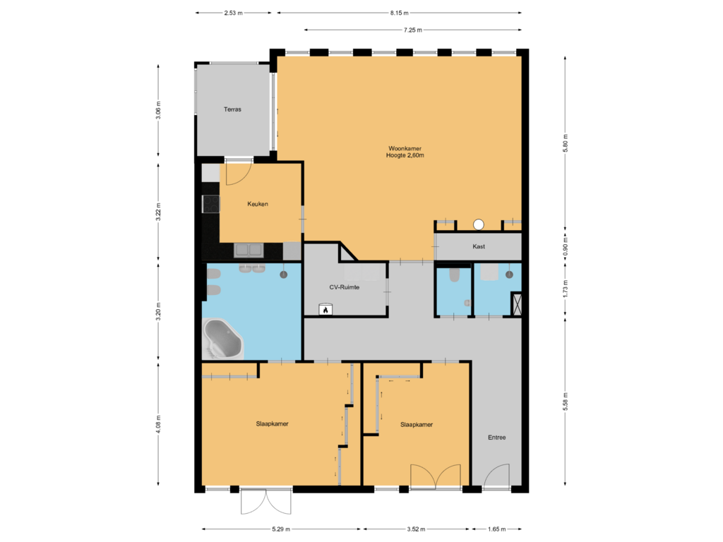 View floorplan of 1e verdieping of Molenstraat 14-A