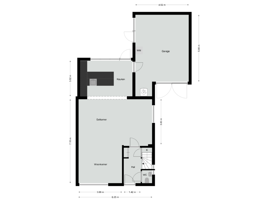 Bekijk plattegrond van Begane grond van Haelerweg 48