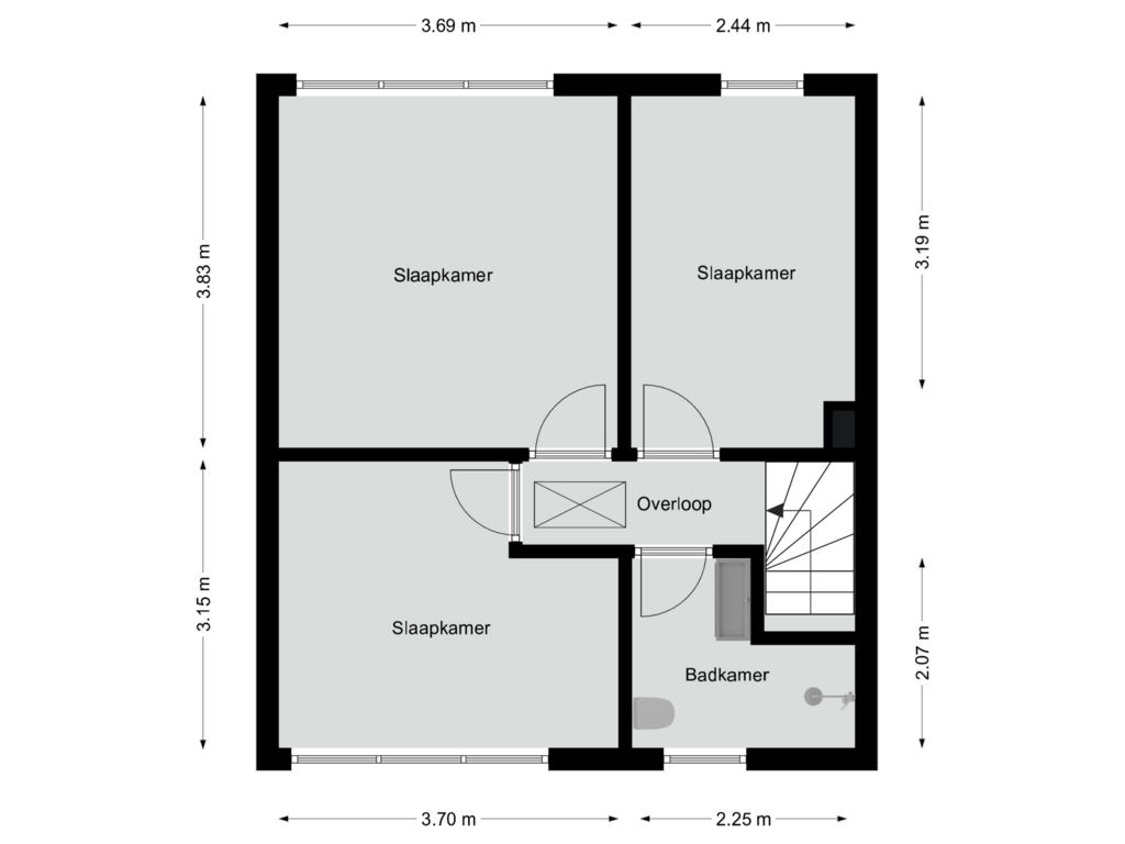 Bekijk plattegrond van Eerste verdieping van Haelerweg 48