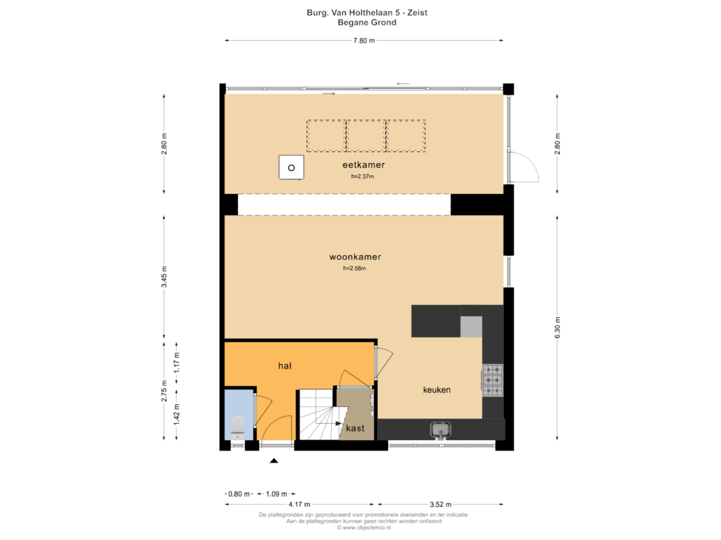 Bekijk plattegrond van BEGANE GROND van Burg. Van Holthelaan 5