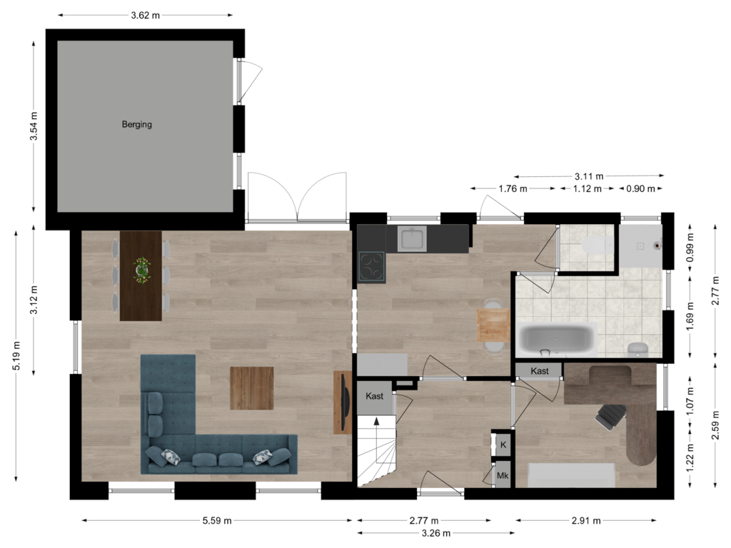 View floorplan of Begane grond of Lekdijk 40