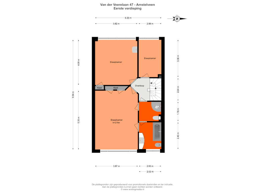 View floorplan of Eerste verdieping of Van der Veerelaan 47