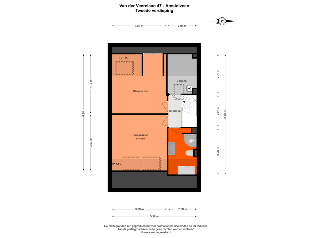 View floorplan of Tweede verdieping of Van der Veerelaan 47