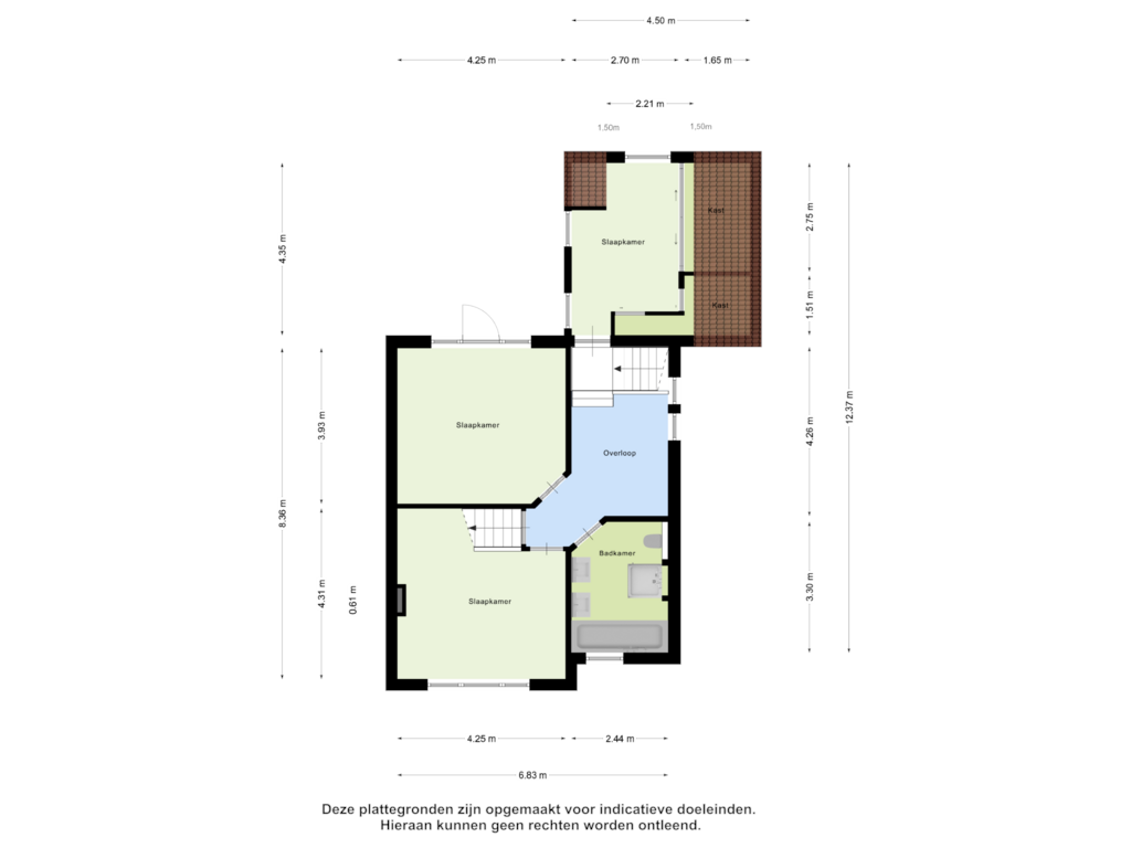 View floorplan of Eerste verdieping of Taalstraat 52