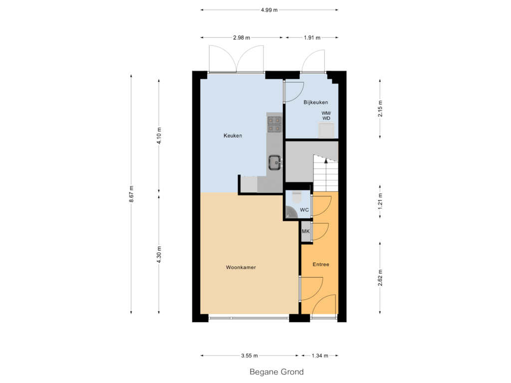 Bekijk plattegrond van Begane Grond van Victoriastraat 16