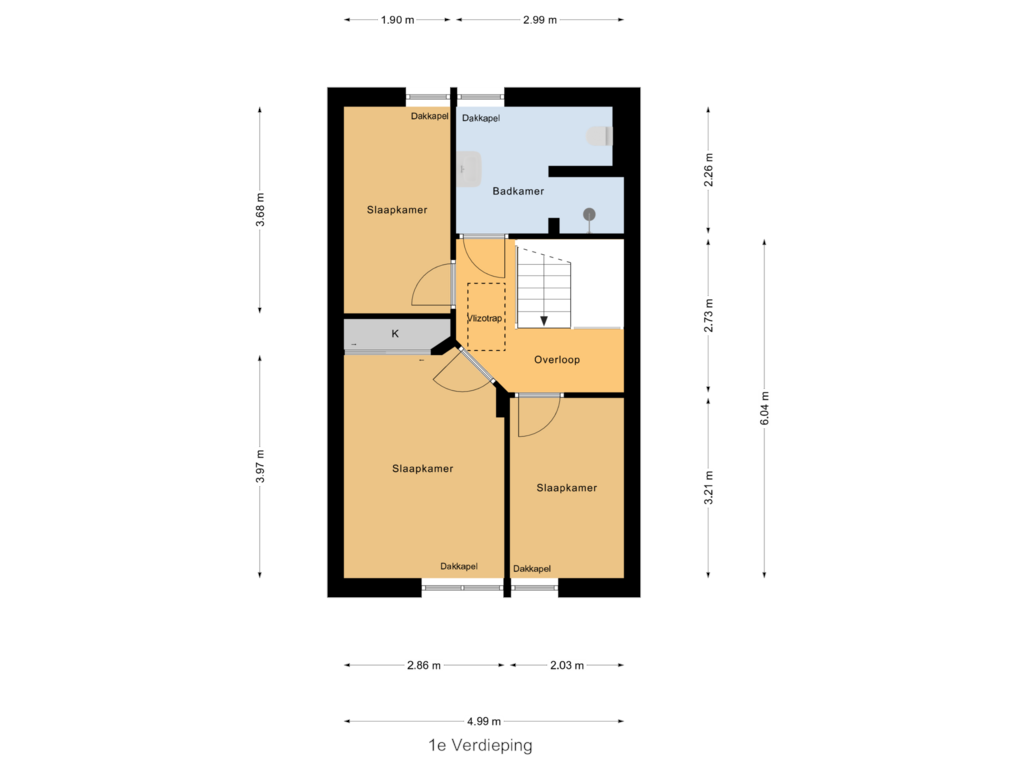 Bekijk plattegrond van 1e Verdieping van Victoriastraat 16