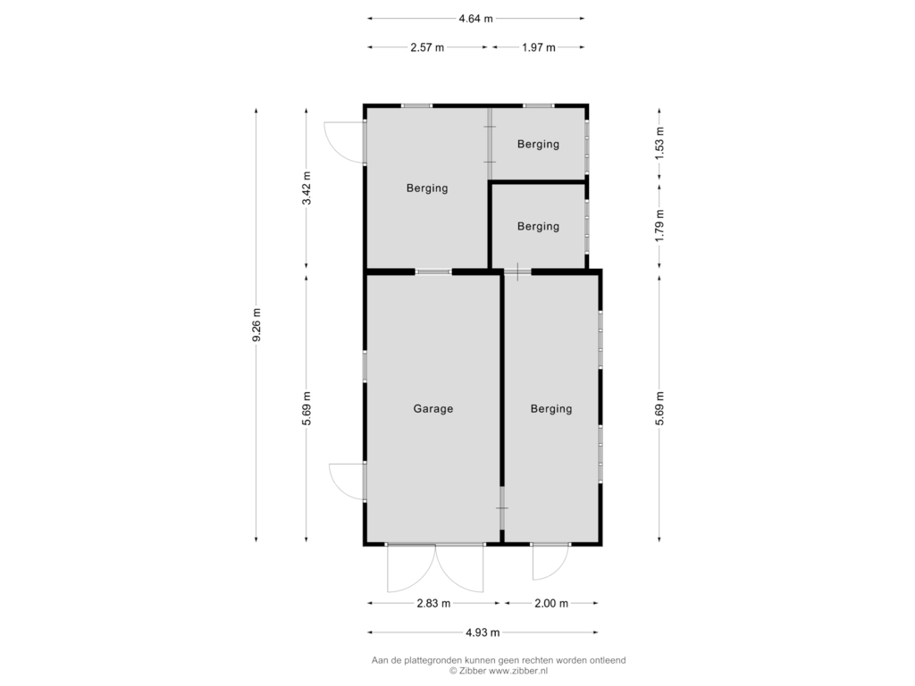 Bekijk plattegrond van Berging van Waling Dykstrastraat 29