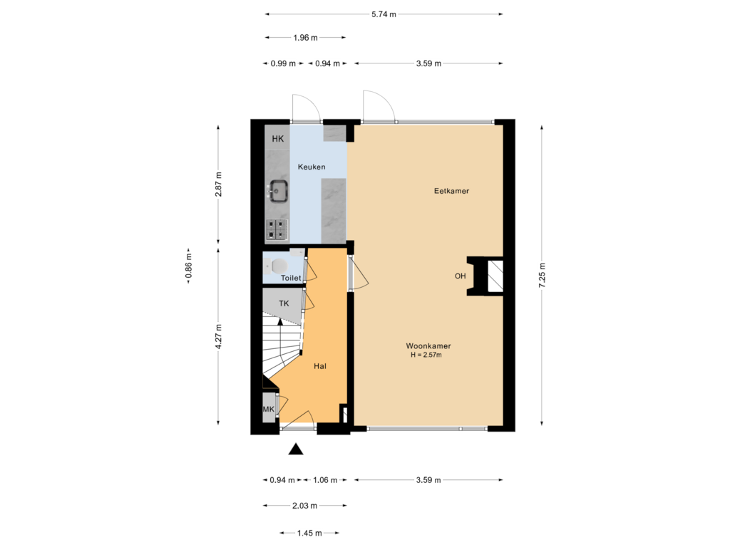 Bekijk plattegrond van Begane grond van Berkenlaan 15