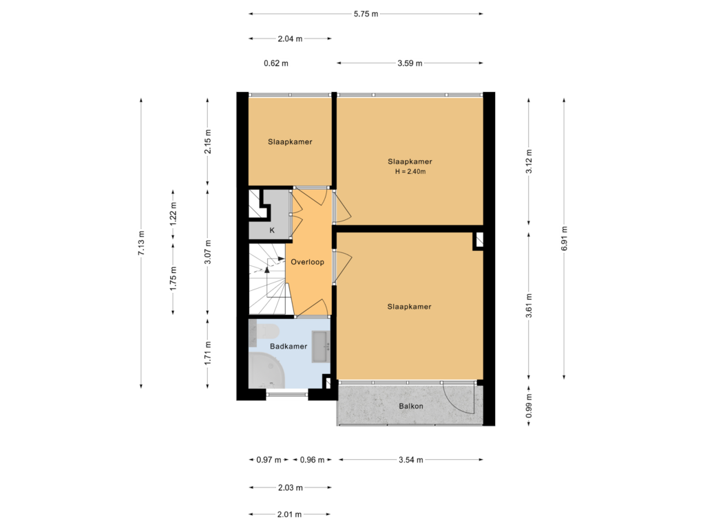 Bekijk plattegrond van 1e verdieping van Berkenlaan 15