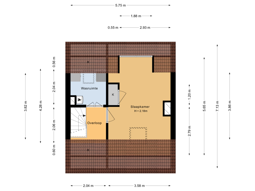 Bekijk plattegrond van 2e verdieping van Berkenlaan 15