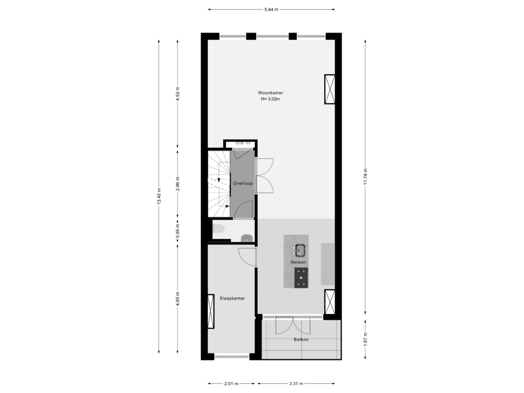 Bekijk plattegrond van 2e Verdieping van Oostzeedijk Beneden 65-A02