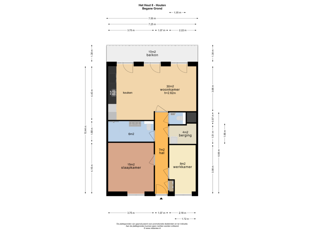 Bekijk plattegrond van BEGANE GROND van Het Hout 8