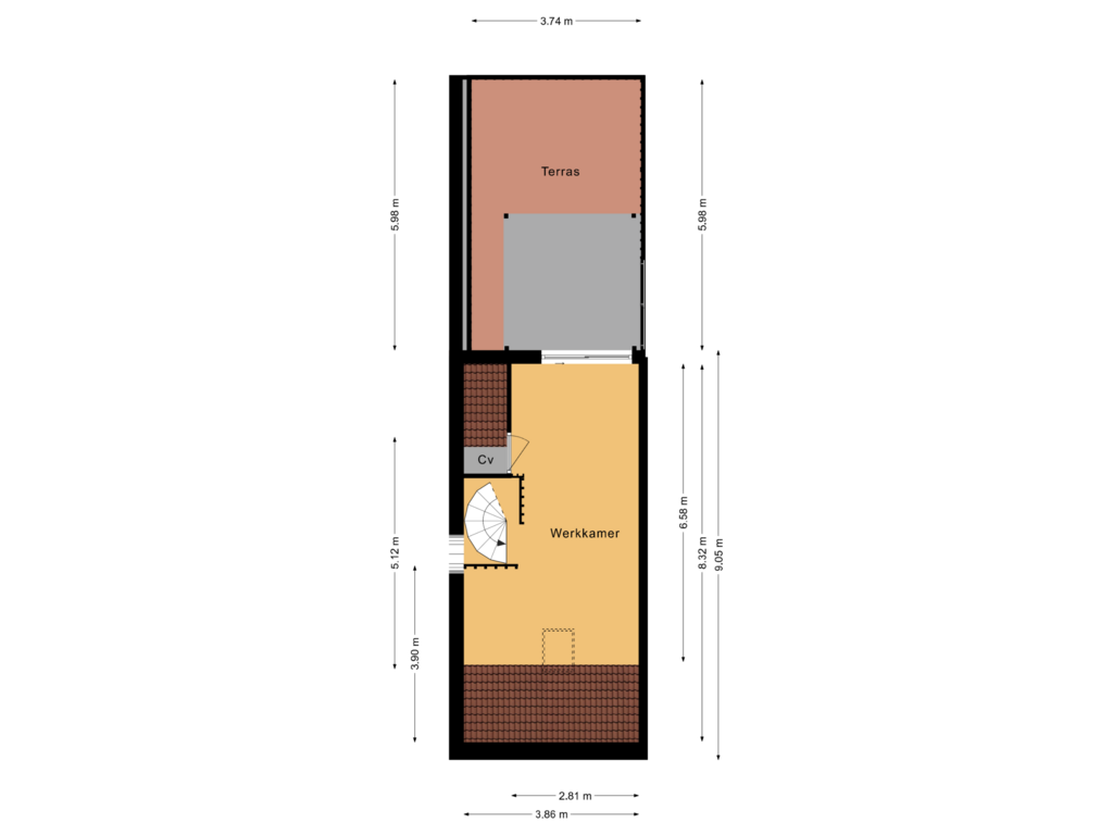 View floorplan of 2e Verdieping of van Echtenstraat 16-12