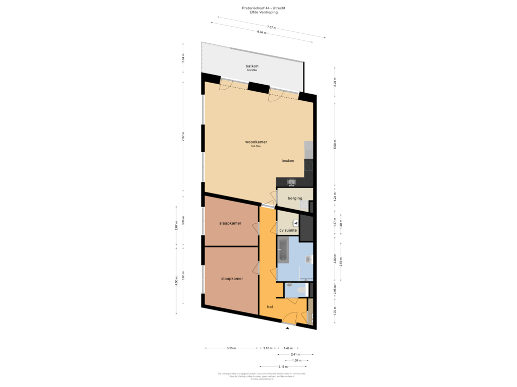 Bekijk plattegrond van ELFDE VERDIEPING van Pretoriadreef 44