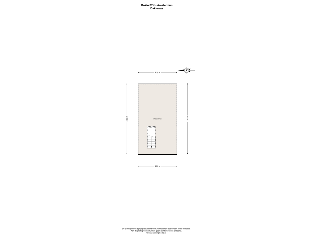 View floorplan of Vierde verdieping of Rokin 87-K