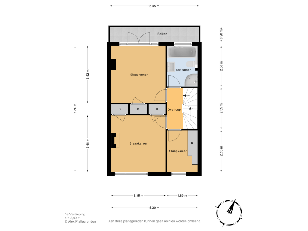 View floorplan of 1e Verdieping of Fransen van de Puttestraat 28