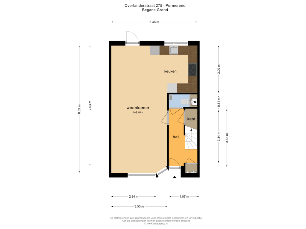 View floorplan of BEGANE GROND of Overlanderstraat 275