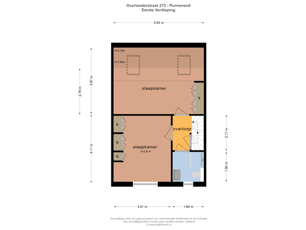 View floorplan of EERSTE VERDIEPING of Overlanderstraat 275