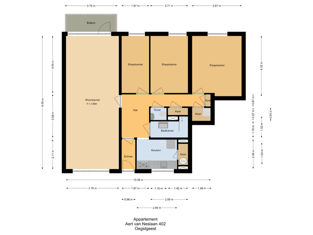 Bekijk plattegrond van Appartement van Aert van Neslaan 402