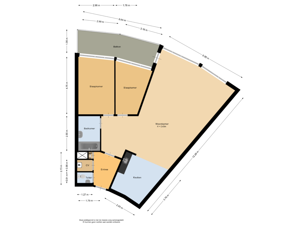 View floorplan of Appartement of Marie van Eijsden-Vinkstraat 383