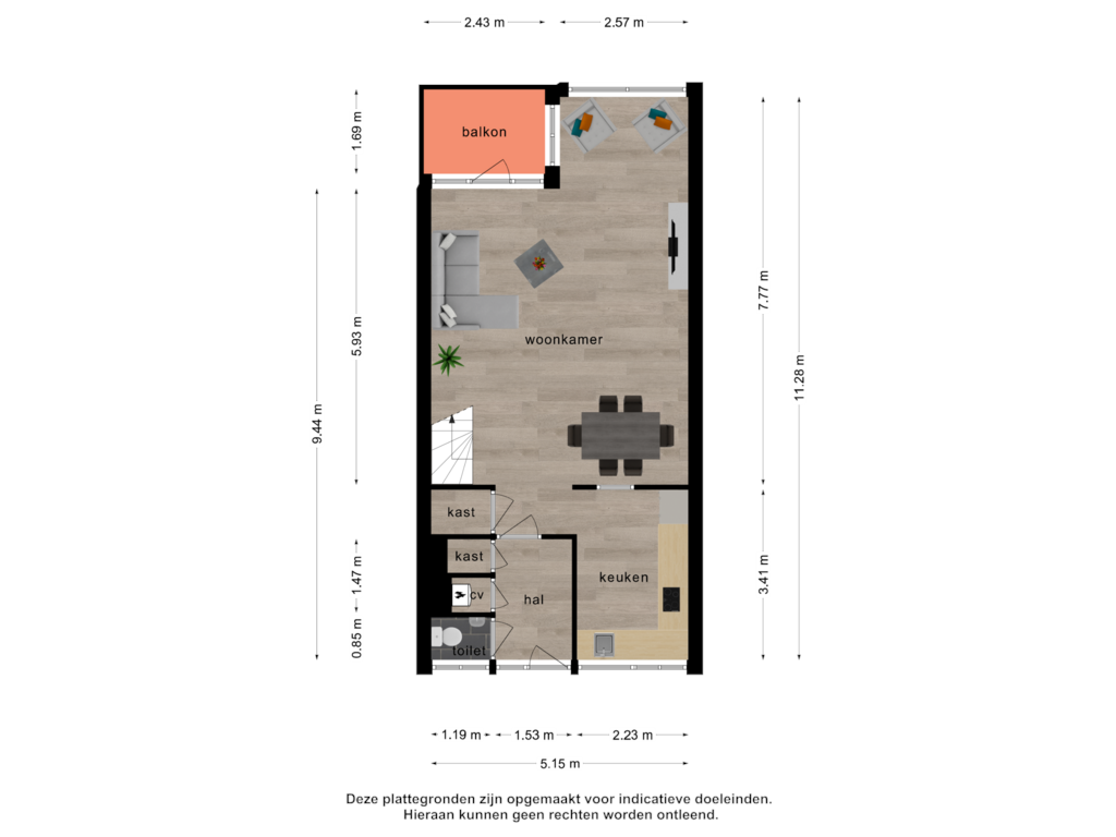 Bekijk plattegrond van Begane grond van Beenhouwerssingel 13