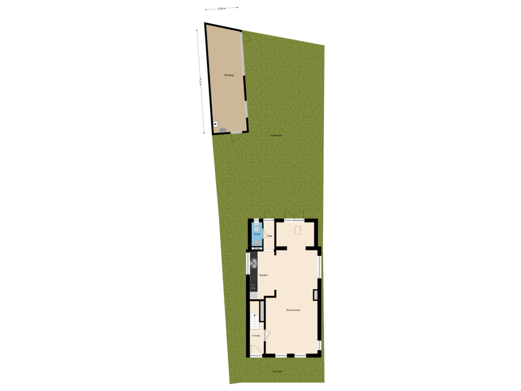 Bekijk plattegrond van Situatie van Hogeweg 208