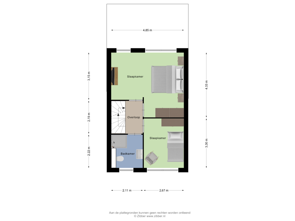 Bekijk plattegrond van Eerste verdieping van Leeghwaterlaan 7