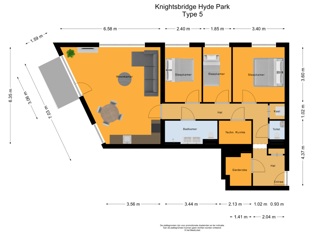 Bekijk plattegrond van Knightsbridge Hyde Park type 5 van Knightsbridge Hyde Park huis 1 type 2