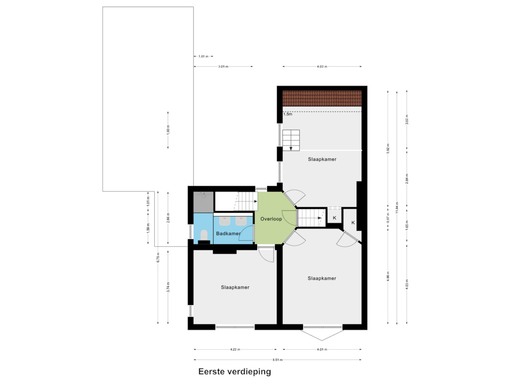 View floorplan of Eerste verdieping of Maaspoort 4