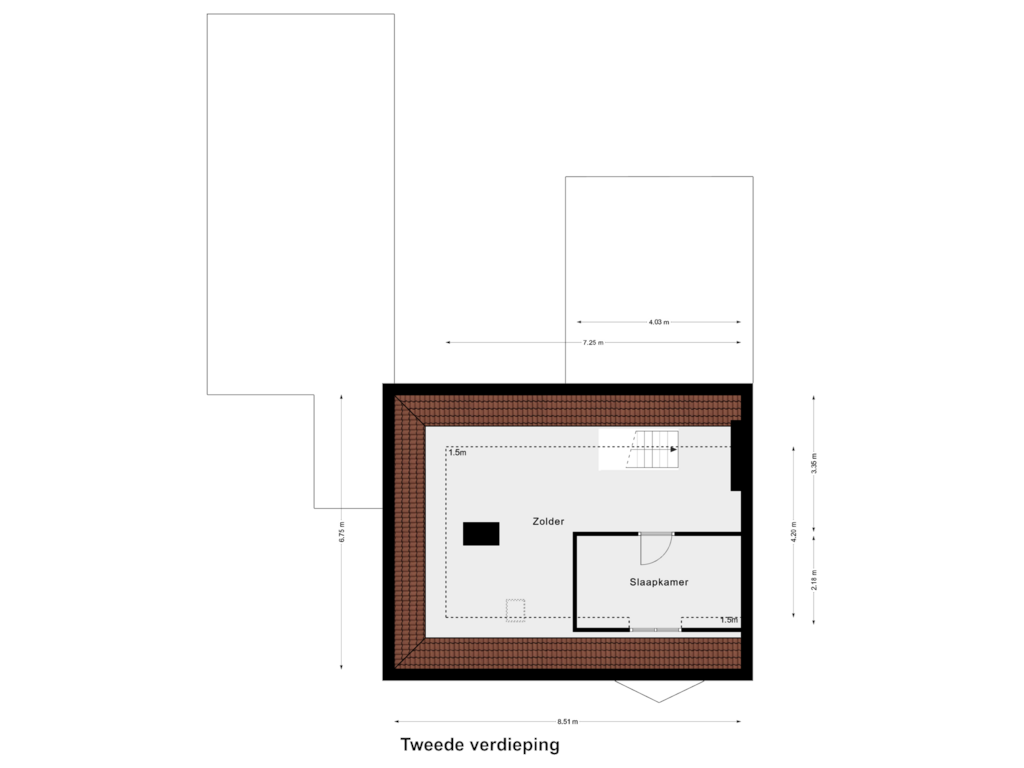 View floorplan of Tweede verdieping of Maaspoort 4