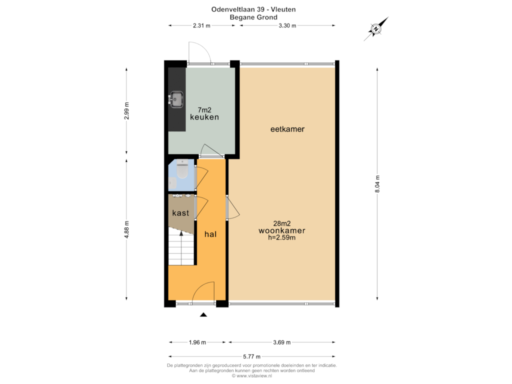 View floorplan of BEGANE GROND of Odenveltlaan 39