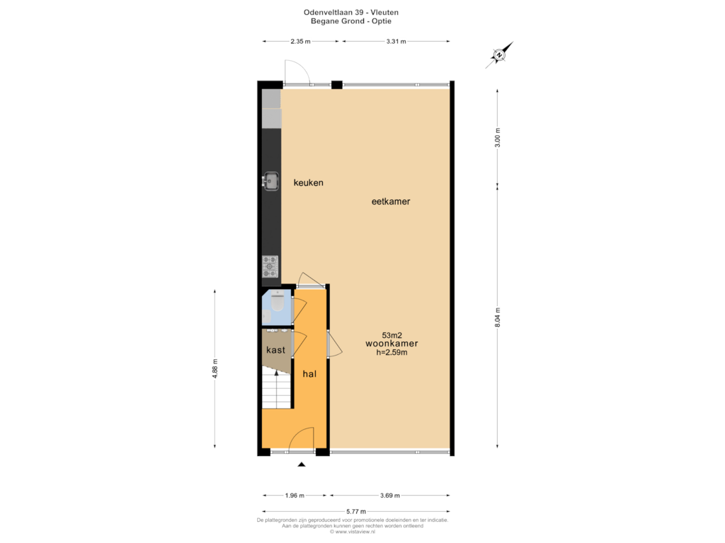 View floorplan of BEGANE GROND - OPTIE of Odenveltlaan 39