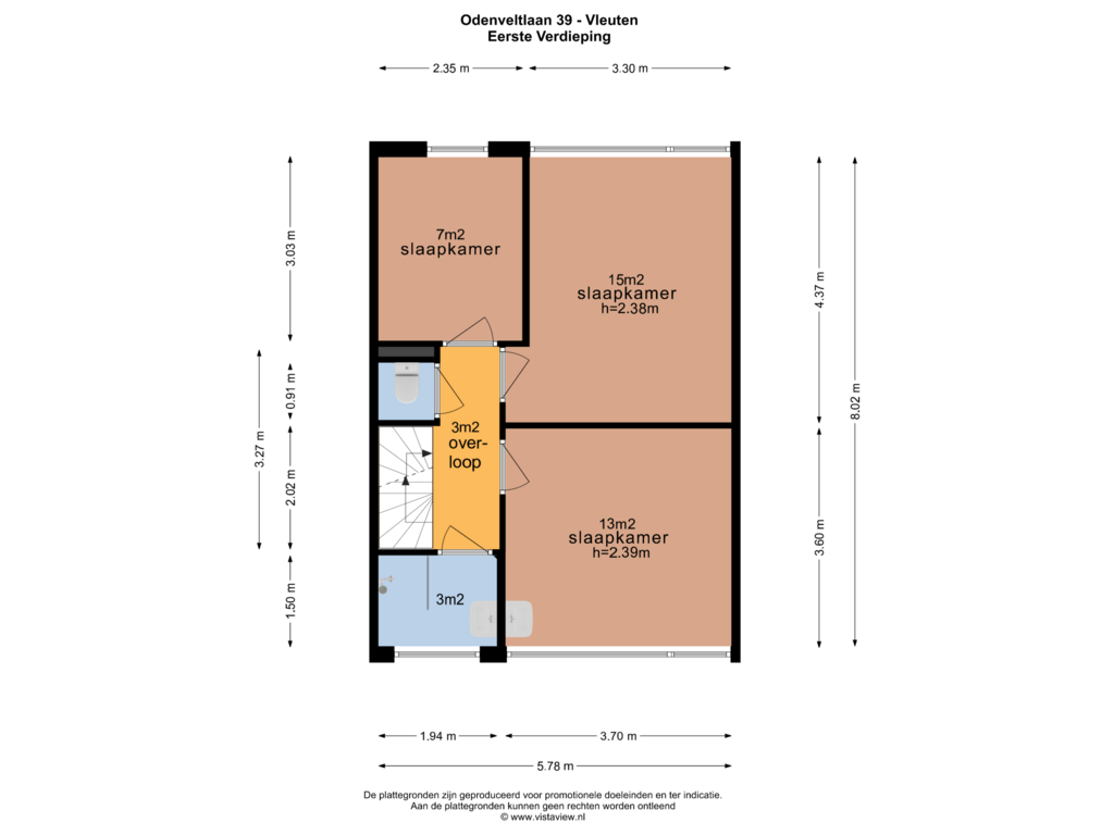 View floorplan of EERSTE VERDIEPING of Odenveltlaan 39