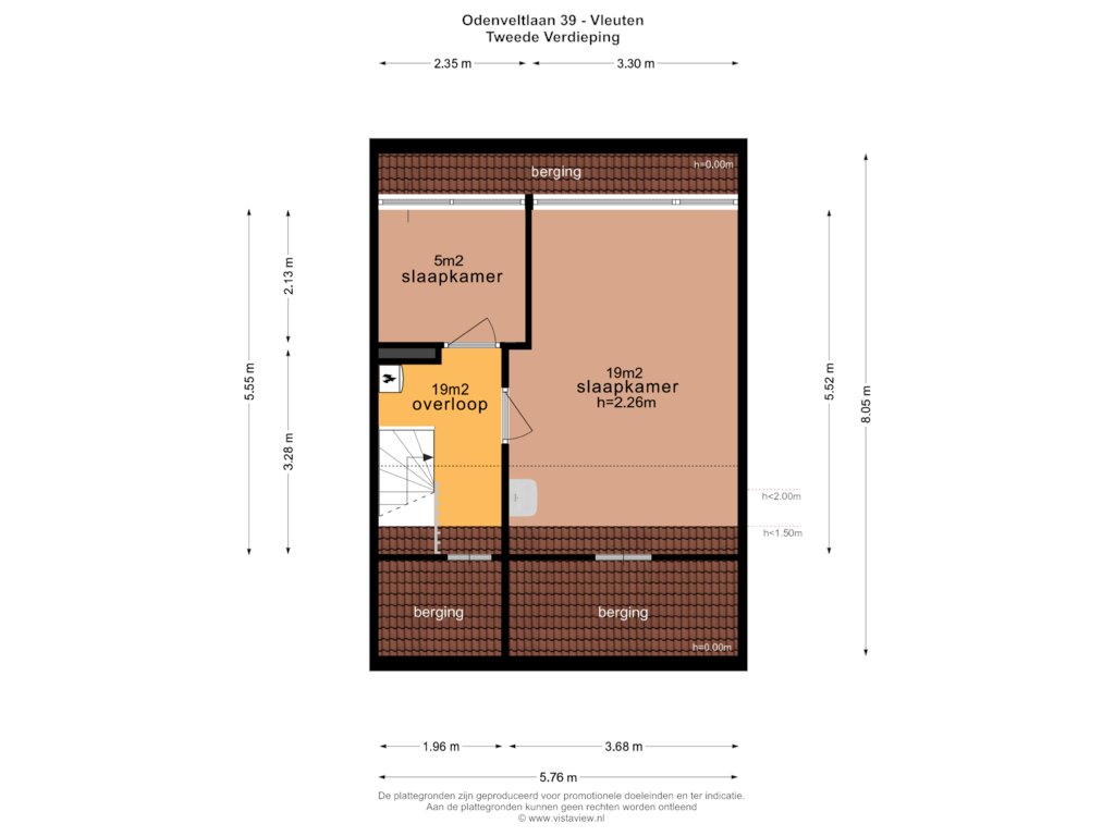 View floorplan of TWEEDE VERDIEPING of Odenveltlaan 39