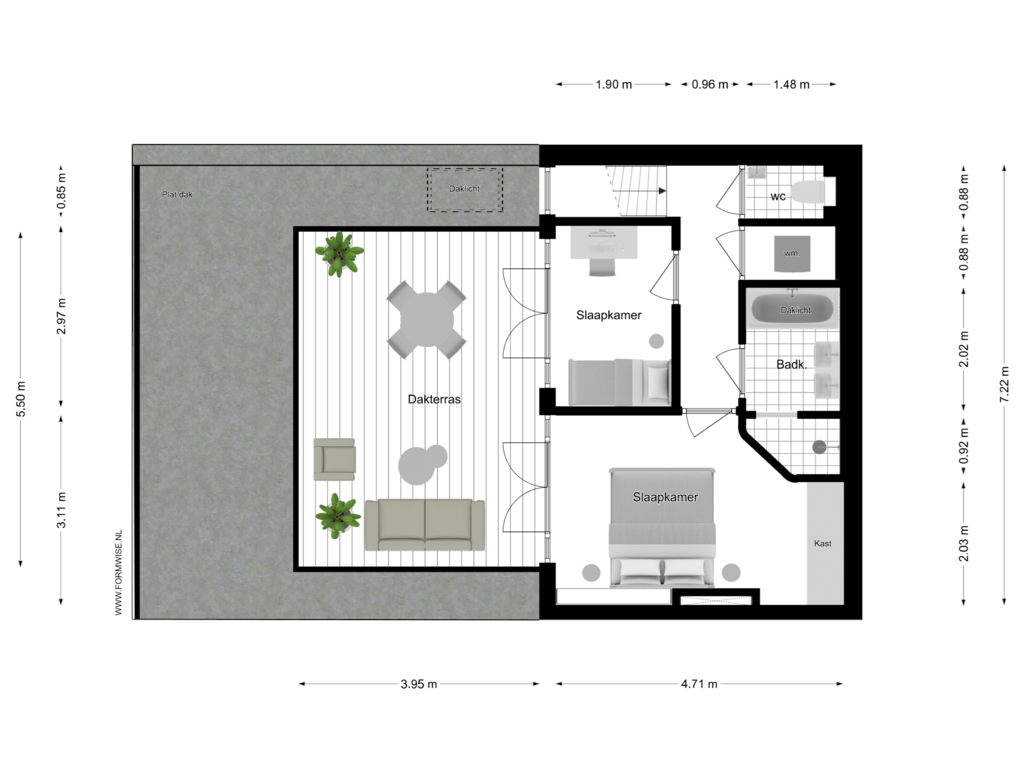 View floorplan of 4e VERDIEPING of Tolstraat 186-3