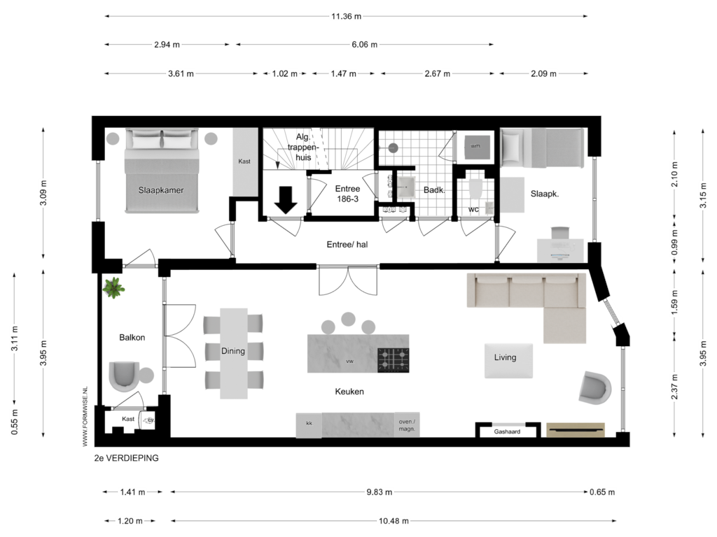 View floorplan of 2e VERDIEPING of Tolstraat 186-2