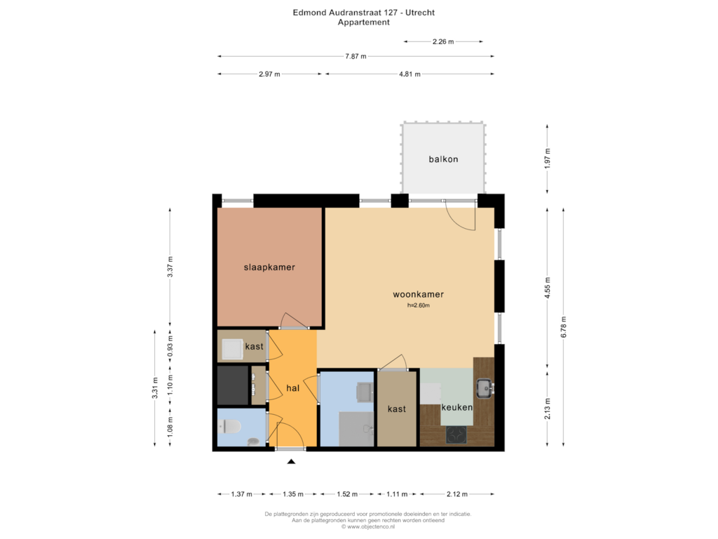 View floorplan of Appartement of Edmond Audranstraat 127