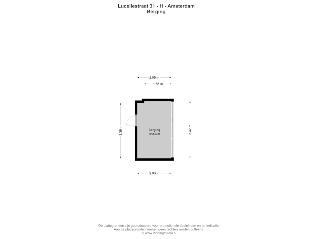 Bekijk plattegrond van Berging van Lucellestraat 31-H