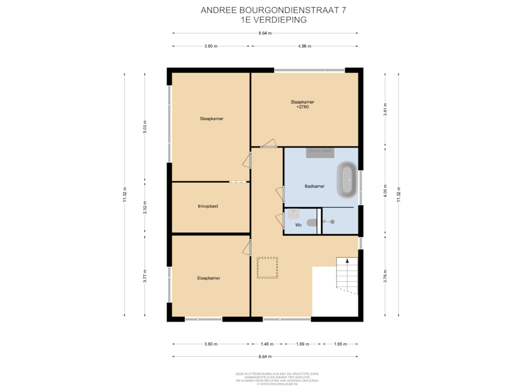 Bekijk plattegrond van 1E Verdieping van Andree Bourgondiënstraat 7