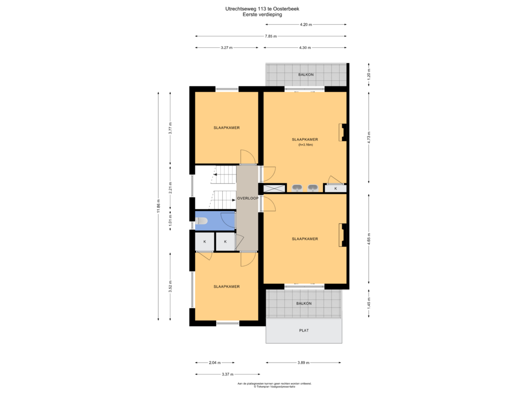 Bekijk plattegrond van Eerste verdieping van Utrechtseweg 113